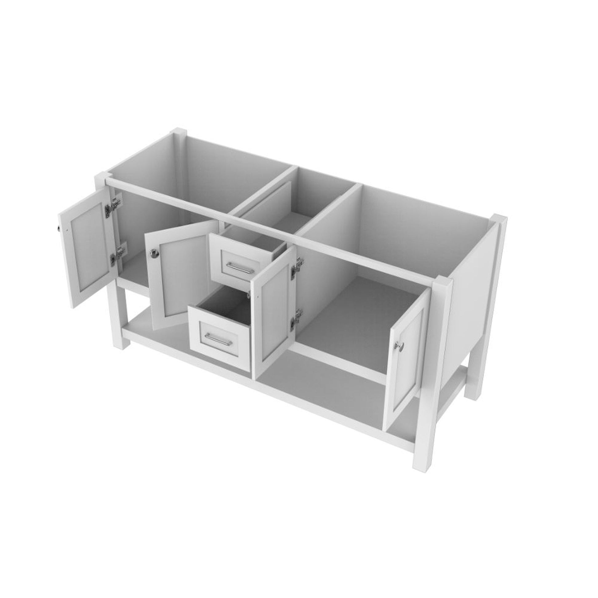 Alya Bath Wilmington 60" Double White Freestanding  Bathroom Vanity  With Brushed Nickel Edge Handles - HE-102-60D-W - Backyard Provider