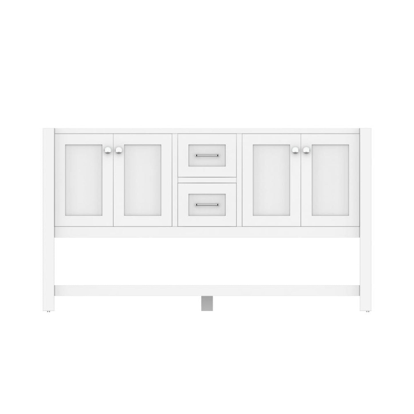 Alya Bath Wilmington 60" Double White Freestanding  Bathroom Vanity  With Brushed Nickel Edge Handles - HE-102-60D-W - Backyard Provider