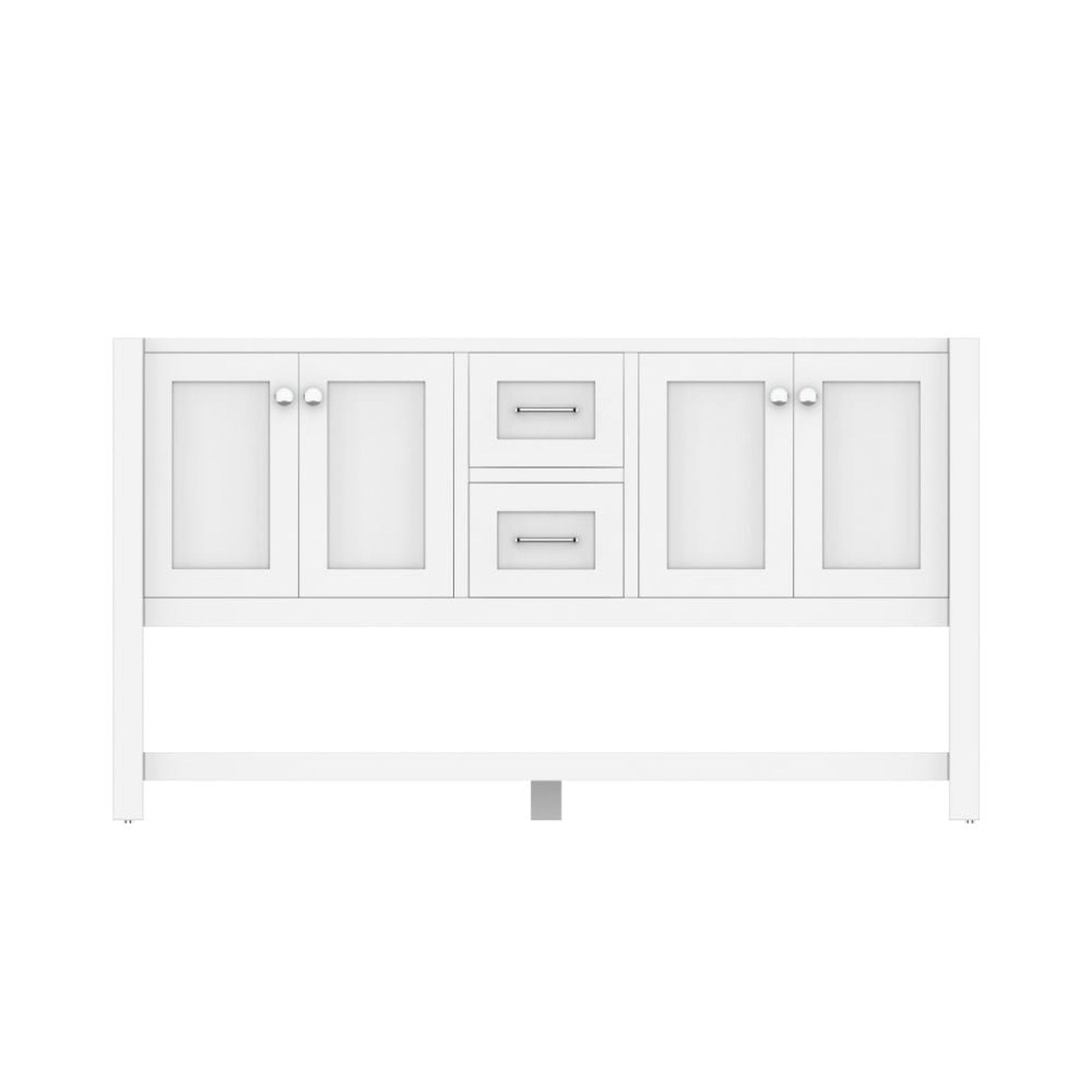 Alya Bath Wilmington 60" Double White Freestanding  Bathroom Vanity  With Brushed Nickel Edge Handles - HE-102-60D-W - Backyard Provider