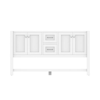 Alya Bath Wilmington 60" Double White Freestanding  Bathroom Vanity  With Brushed Nickel Edge Handles - HE-102-60D-W - Backyard Provider
