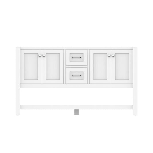 Alya Bath Wilmington 60" Double White Freestanding  Bathroom Vanity  With Brushed Nickel Edge Handles - HE-102-60D-W - Backyard Provider