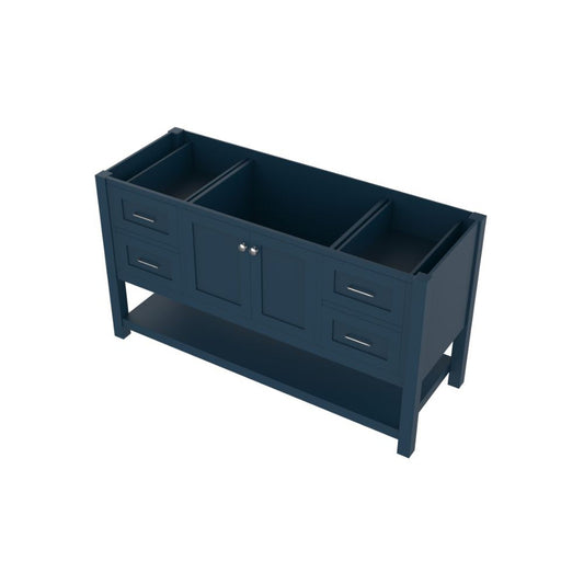 Alya Bath Wilmington 60" Single Blue Freestanding  Bathroom Vanity  With Brushed Nickel Edge Handles - HE-102-60S-B - Backyard Provider