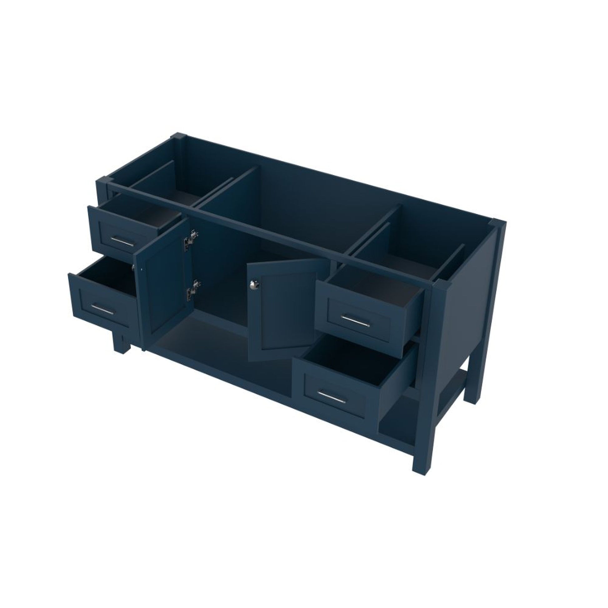 Alya Bath Wilmington 60" Single Blue Freestanding  Bathroom Vanity  With Brushed Nickel Edge Handles - HE-102-60S-B - Backyard Provider
