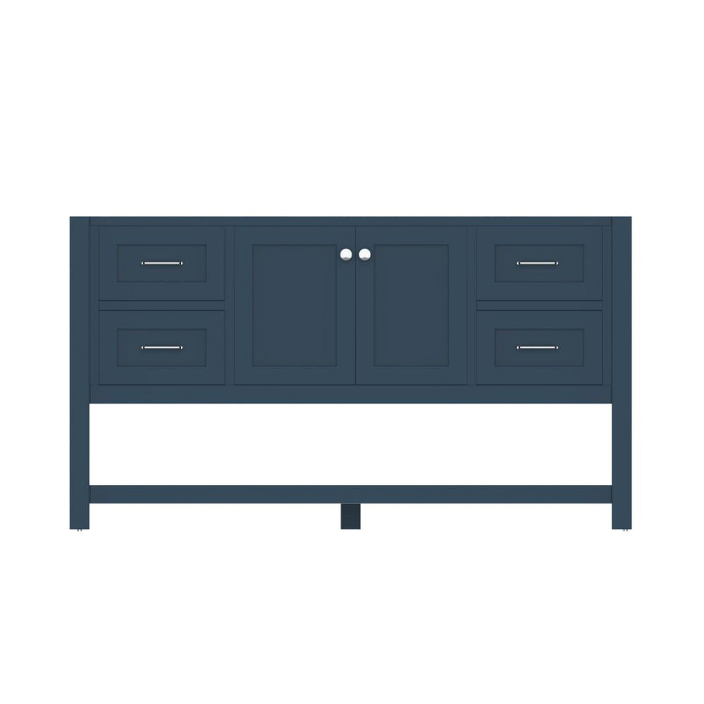 Alya Bath Wilmington 60" Single Blue Freestanding  Bathroom Vanity  With Brushed Nickel Edge Handles - HE-102-60S-B - Backyard Provider