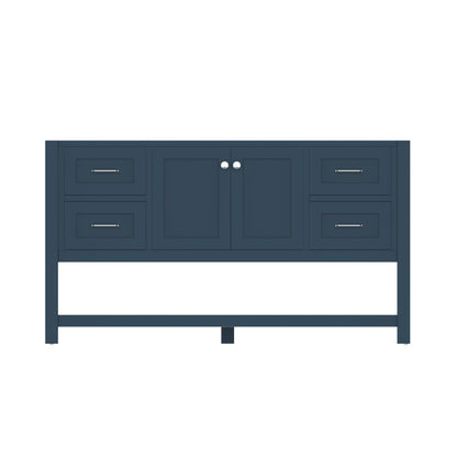 Alya Bath Wilmington 60" Single Blue Freestanding  Bathroom Vanity  With Brushed Nickel Edge Handles - HE-102-60S-B - Backyard Provider