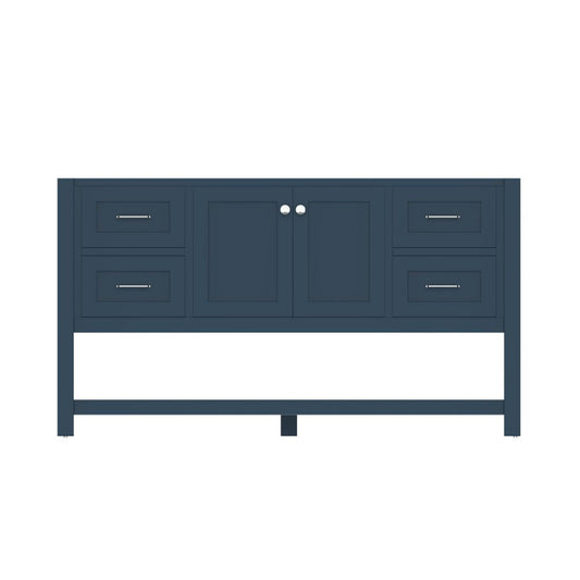 Alya Bath Wilmington 60" Single Blue Freestanding  Bathroom Vanity  With Brushed Nickel Edge Handles - HE-102-60S-B - Backyard Provider