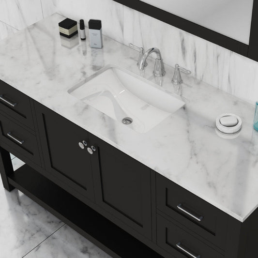 Alya Bath Wilmington 60" Single Espresso Freestanding  Bathroom Vanity With Carrara Marble Top, Ceramic Sink and Wall Mounted Mirror - HE-102-60S-E-CWMT+AT-48-M-B - Backyard Provider