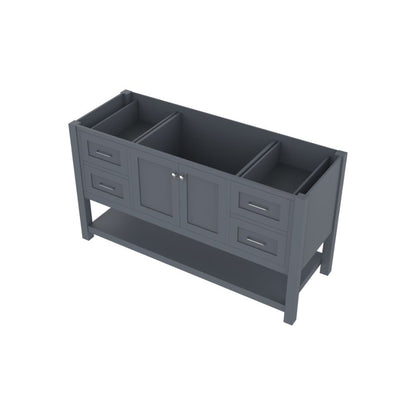 Alya Bath Wilmington 60" Single Gray Freestanding  Bathroom Vanity  With Brushed Nickel Edge Handles - HE-102-60S-G - Backyard Provider
