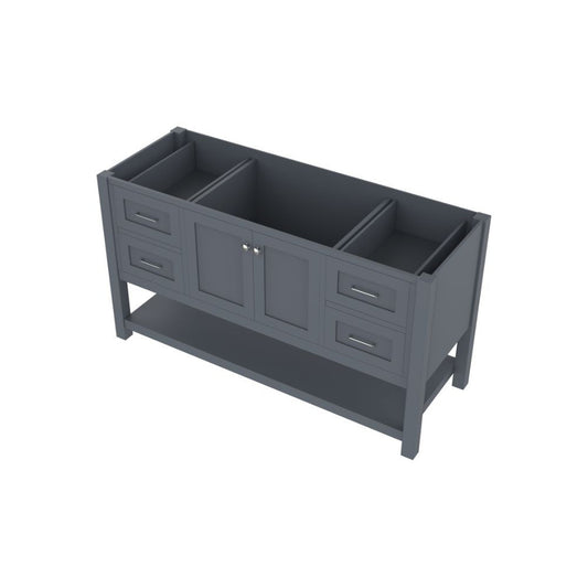Alya Bath Wilmington 60" Single Gray Freestanding  Bathroom Vanity  With Brushed Nickel Edge Handles - HE-102-60S-G - Backyard Provider