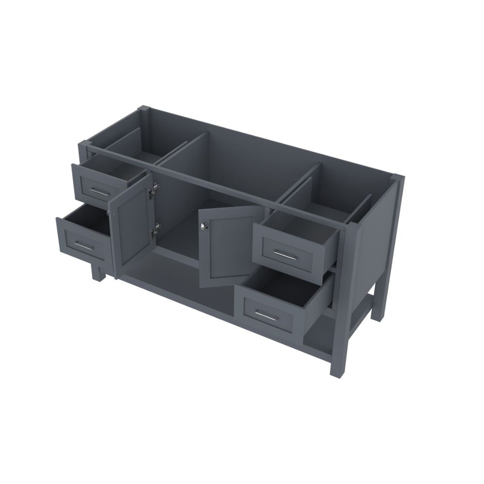 Alya Bath Wilmington 60" Single Gray Freestanding  Bathroom Vanity  With Brushed Nickel Edge Handles - HE-102-60S-G - Backyard Provider