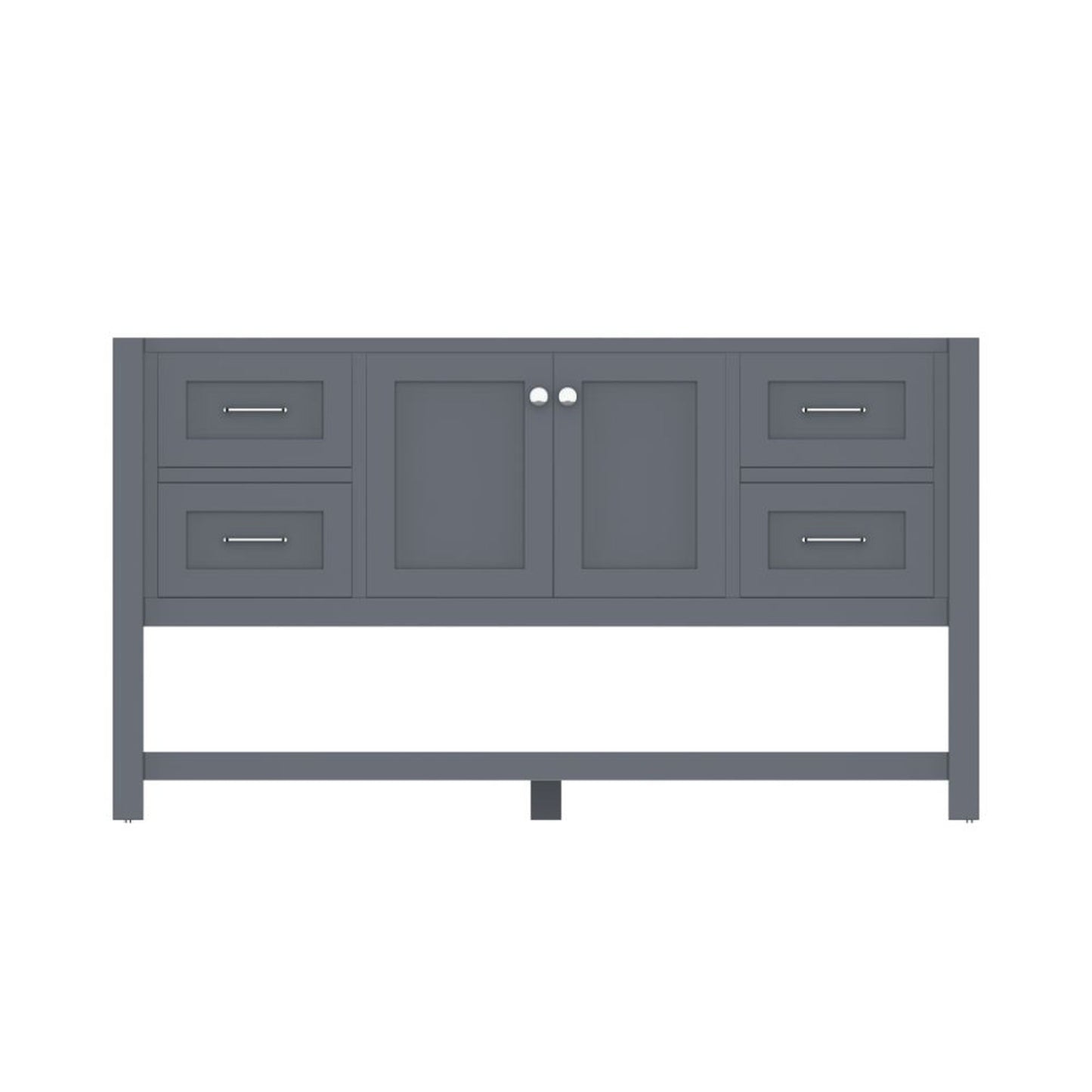 Alya Bath Wilmington 60" Single Gray Freestanding  Bathroom Vanity  With Brushed Nickel Edge Handles - HE-102-60S-G - Backyard Provider