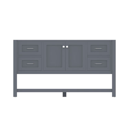 Alya Bath Wilmington 60" Single Gray Freestanding  Bathroom Vanity  With Brushed Nickel Edge Handles - HE-102-60S-G - Backyard Provider