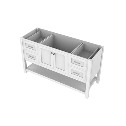 Alya Bath Wilmington 60" Single White Freestanding  Bathroom Vanity  With Brushed Nickel Edge Handles - HE-102-60S-W - Backyard Provider