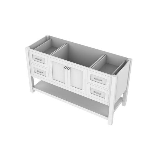 Alya Bath Wilmington 60" Single White Freestanding  Bathroom Vanity  With Brushed Nickel Edge Handles - HE-102-60S-W - Backyard Provider