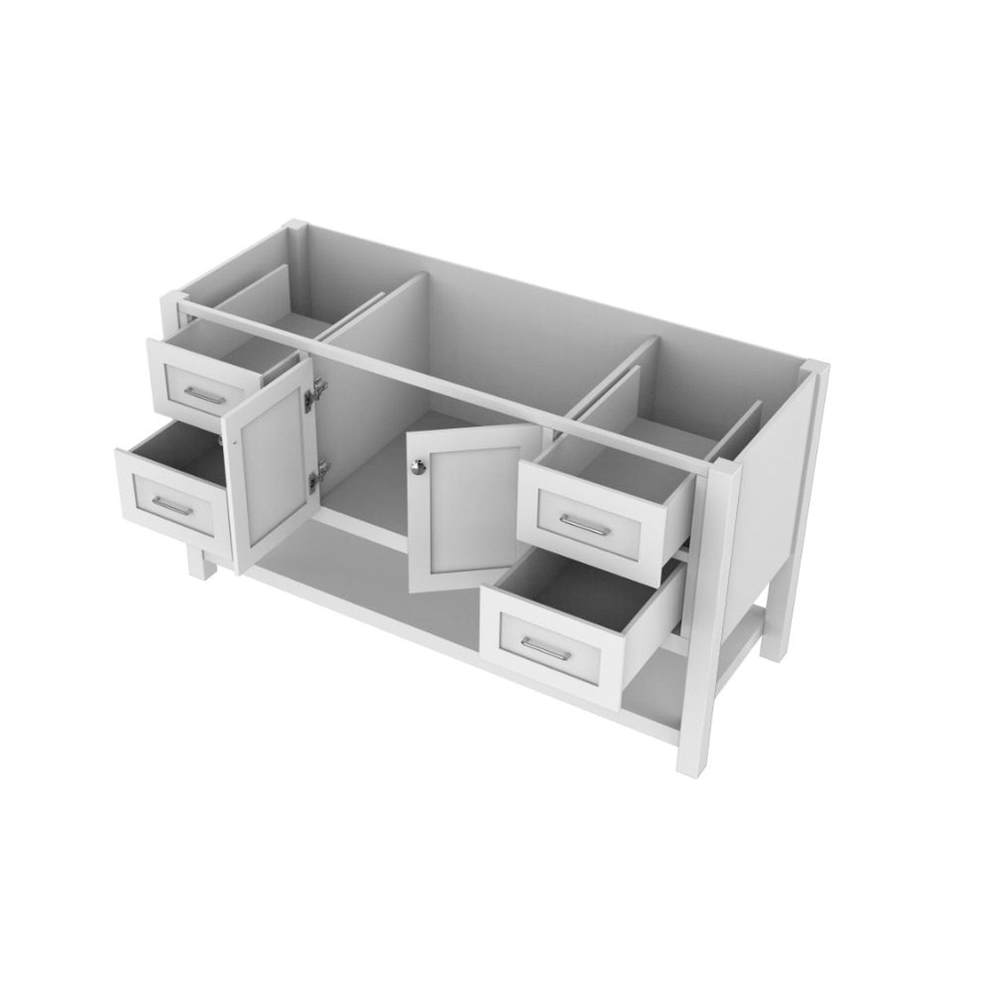 Alya Bath Wilmington 60" Single White Freestanding  Bathroom Vanity  With Brushed Nickel Edge Handles - HE-102-60S-W - Backyard Provider