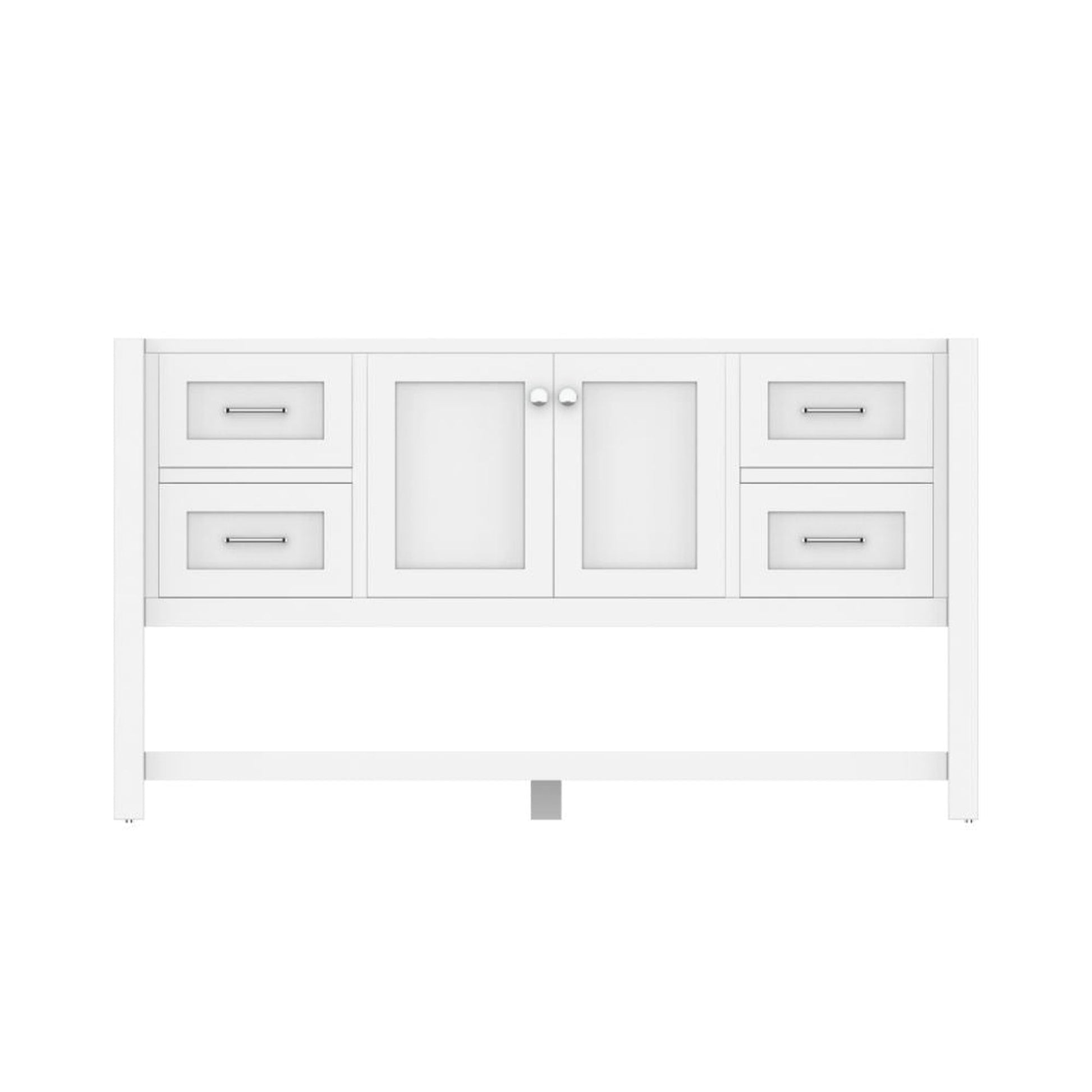 Alya Bath Wilmington 60" Single White Freestanding  Bathroom Vanity  With Brushed Nickel Edge Handles - HE-102-60S-W - Backyard Provider