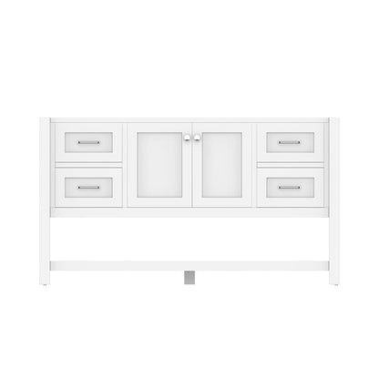 Alya Bath Wilmington 60" Single White Freestanding  Bathroom Vanity  With Brushed Nickel Edge Handles - HE-102-60S-W - Backyard Provider
