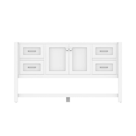 Alya Bath Wilmington 60" Single White Freestanding  Bathroom Vanity  With Brushed Nickel Edge Handles - HE-102-60S-W - Backyard Provider