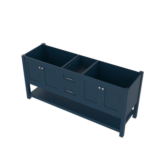 Alya Bath Wilmington 72" Double Blue Freestanding  Bathroom Vanity  With Brushed Nickel Edge Handles - HE-102-72D-B - Backyard Provider