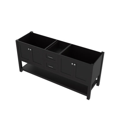 Alya Bath Wilmington 72" Double Espresso Freestanding  Bathroom Vanity  With Brushed Nickel Edge Handles - HE-102-72D-E - Backyard Provider