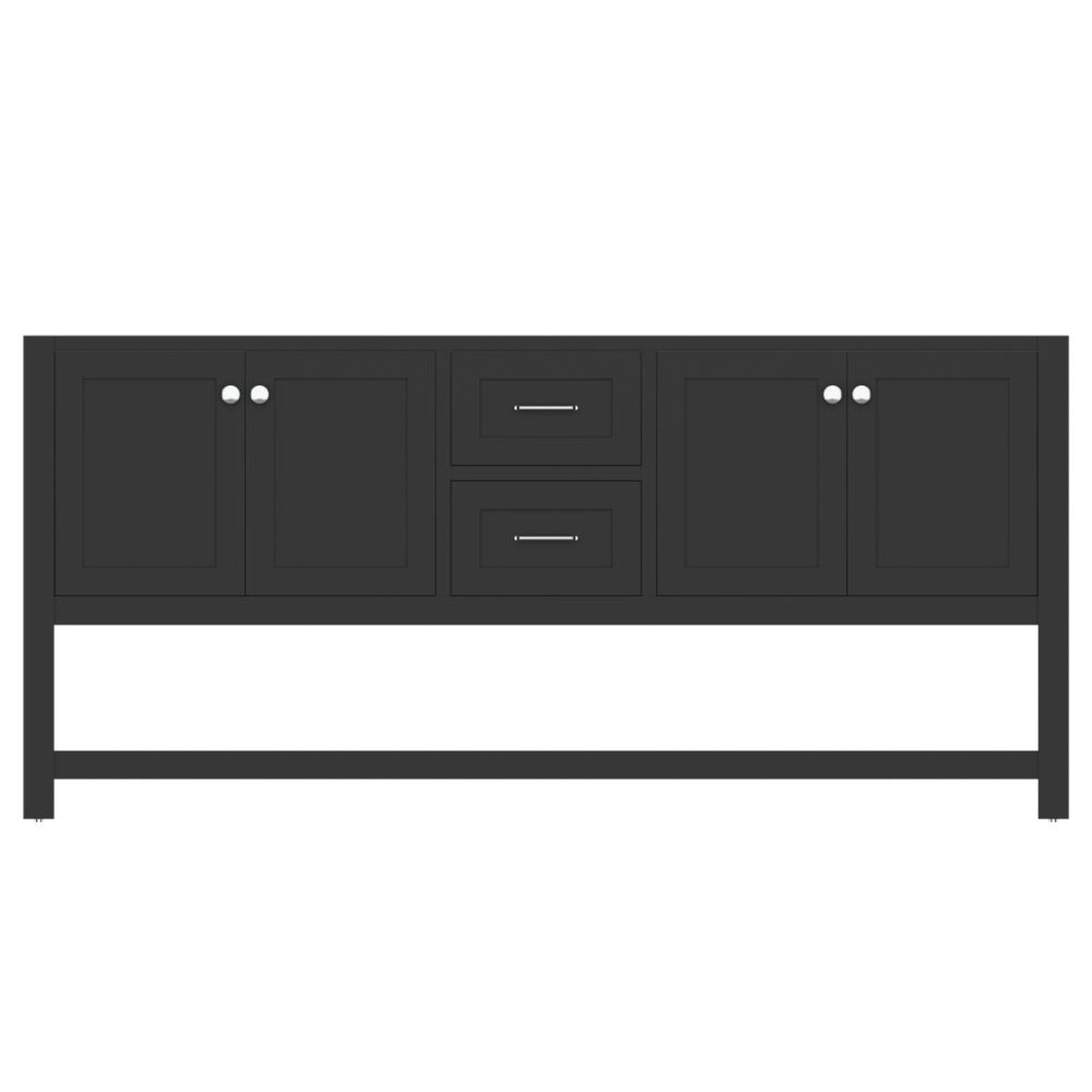 Alya Bath Wilmington 72" Double Espresso Freestanding  Bathroom Vanity  With Brushed Nickel Edge Handles - HE-102-72D-E - Backyard Provider
