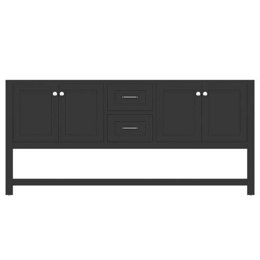 Alya Bath Wilmington 72" Double Espresso Freestanding  Bathroom Vanity  With Brushed Nickel Edge Handles - HE-102-72D-E - Backyard Provider