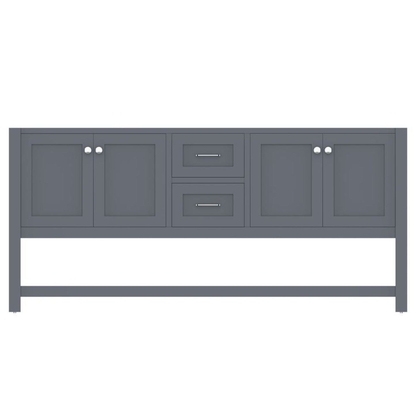 Alya Bath Wilmington 72" Double Gray Freestanding Bathroom Vanity  With Brushed Nickel Edge Handles - HE-102-72D-G - Backyard Provider