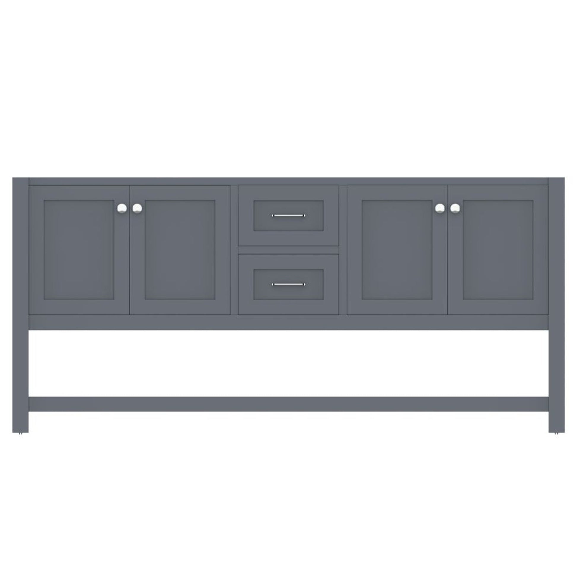 Alya Bath Wilmington 72" Double Gray Freestanding Bathroom Vanity  With Brushed Nickel Edge Handles - HE-102-72D-G - Backyard Provider