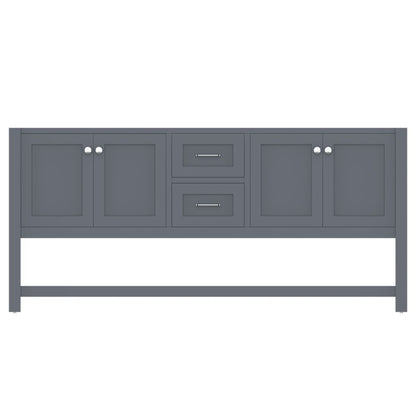 Alya Bath Wilmington 72" Double Gray Freestanding Bathroom Vanity  With Brushed Nickel Edge Handles - HE-102-72D-G - Backyard Provider
