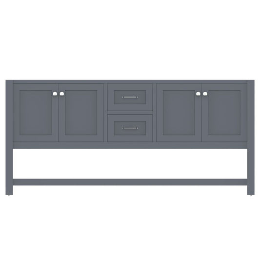 Alya Bath Wilmington 72" Double Gray Freestanding Bathroom Vanity  With Brushed Nickel Edge Handles - HE-102-72D-G - Backyard Provider
