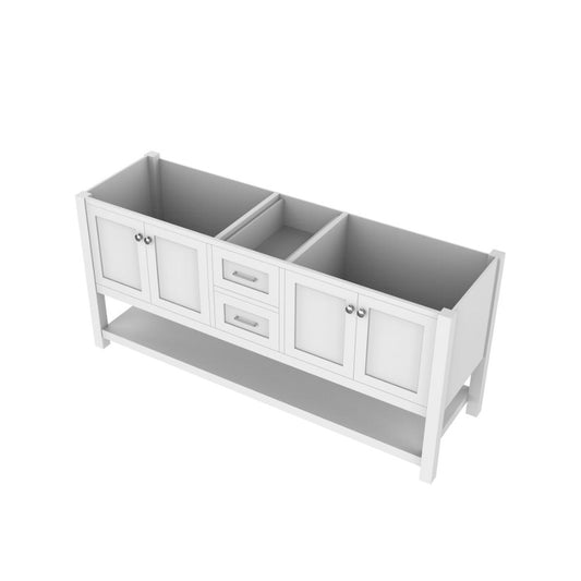 Alya Bath Wilmington 72" Double White Freestanding  Bathroom Vanity  With Brushed Nickel Edge Handles - HE-102-72D-W - Backyard Provider