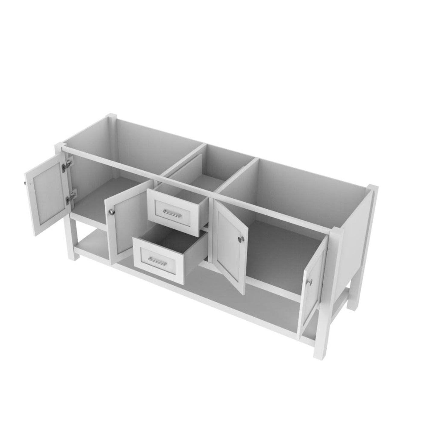Alya Bath Wilmington 72" Double White Freestanding  Bathroom Vanity  With Brushed Nickel Edge Handles - HE-102-72D-W - Backyard Provider