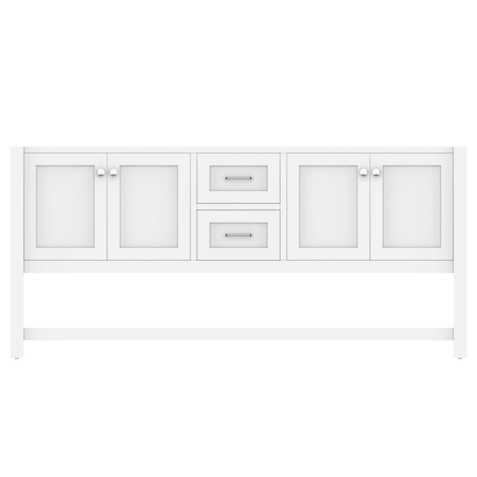Alya Bath Wilmington 72" Double White Freestanding  Bathroom Vanity  With Brushed Nickel Edge Handles - HE-102-72D-W - Backyard Provider