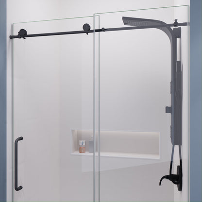 Anzzi Leon Series 48 in. by 76 in. Frameless Sliding Shower Door with Handle SD-AZ8077-01  - SD-AZ8077-01BG