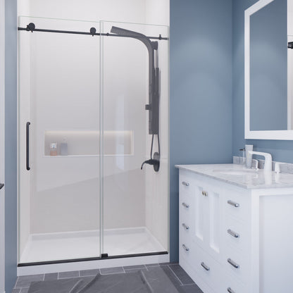 Anzzi Leon Series 48 in. by 76 in. Frameless Sliding Shower Door with Handle SD-AZ8077-01  - SD-AZ8077-01BG
