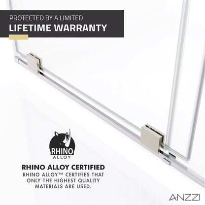 Anzzi Longboat Series 60 in. x 76 in. Semi-Frameless Shower Door with TSUNAMI GUARD SD-AZ055-01 -- SD-AZ055-01BN