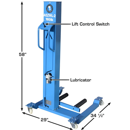 Atlas 180 LB. Capacity Offset Pneumatic Portable Wheel Lift - ATEATTC-AEZWL-2-FPD