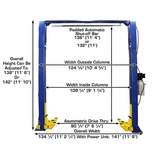 Atlas 9KOHX 9,000 lb Overhead 2-Post Lift - ATEXH-9KOHX-FPD