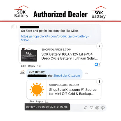 SOK Battery [100Ah] 12V LiFePO4 Deep Cycle Battery | Lithium Solar Battery | Choose Model