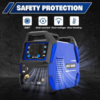 BILT HARD 250A MIG Welder, Gas MIG/Flux Core MIG/Lift TIG/Stick 4-in-1 Welding Machine, 110V/220V Multi-Process Welder w/LED Display, IGBT Inverter - WLD-1603