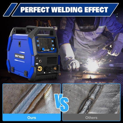 BILT HARD 250A MIG Welder, Gas MIG/Flux Core MIG/Lift TIG/Stick 4-in-1 Welding Machine, 110V/220V Multi-Process Welder w/LED Display, IGBT Inverter - WLD-1603