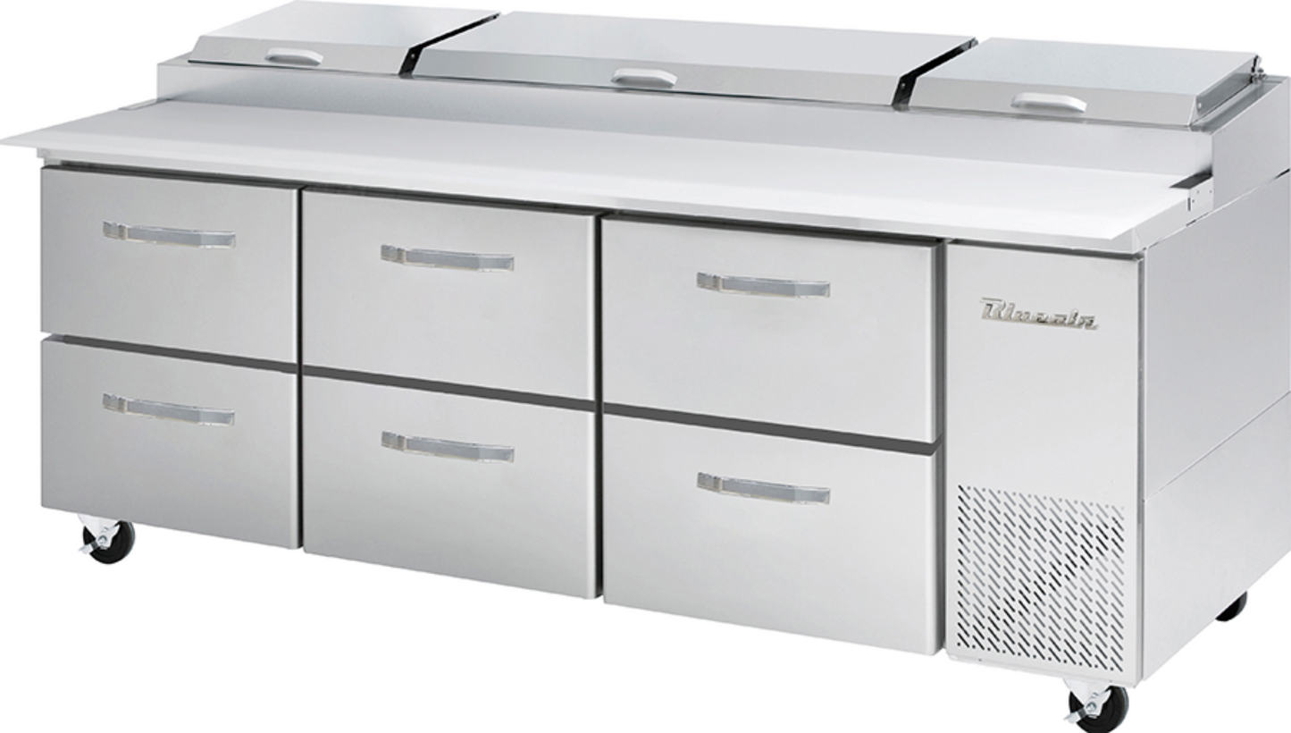 Blue Air BAPP93-D6-HC | 93" Wide 6 Drawer Pizza Prep Table - BAPP93-D6-HC