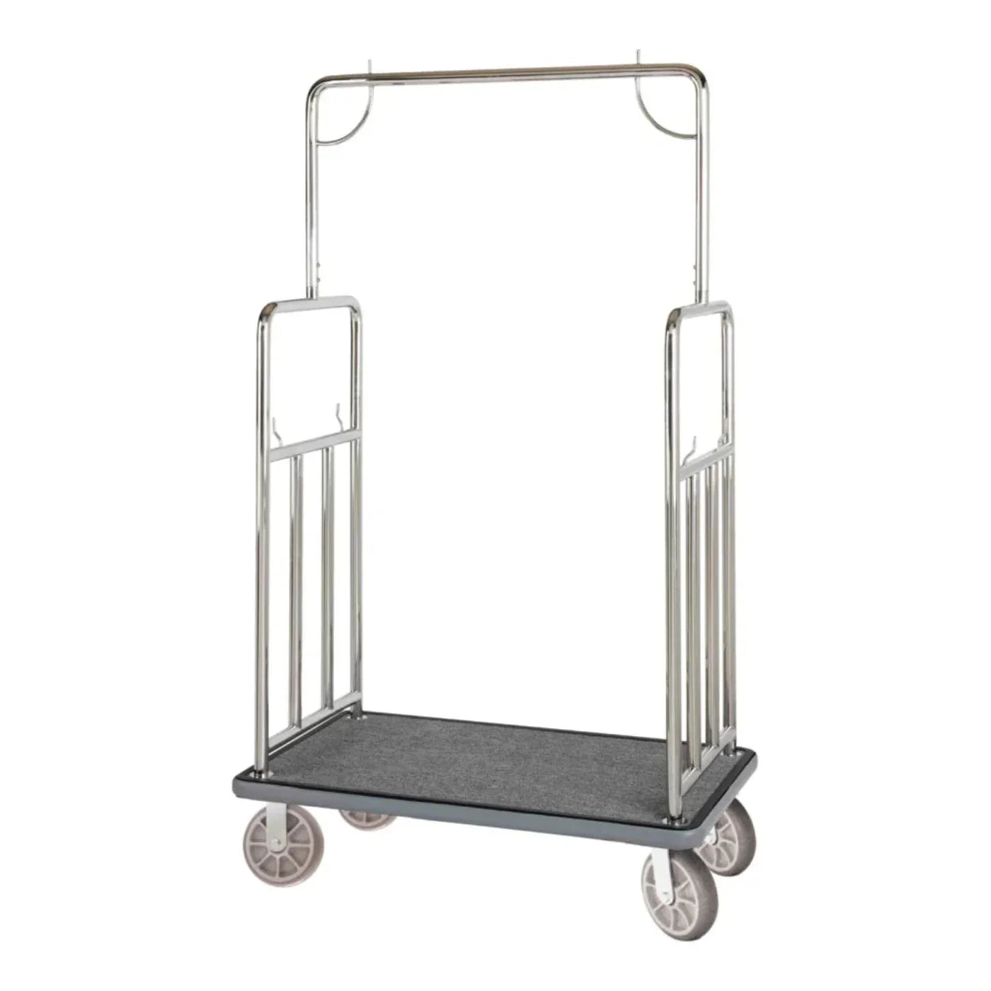 Hospitality 1 Source BCF107SS Classic Bellman's Cart — Stainless Steel - 8" semi-pneumatic wheels - BCF107SS