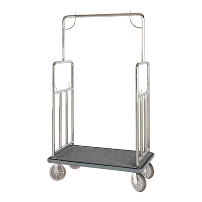 Hospitality 1 Source BCF107SS Classic Bellman's Cart — Stainless Steel - 8" semi-pneumatic wheels - BCF107SS