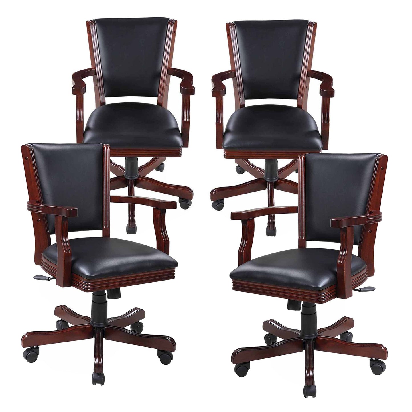 Hathaway Kingston Walnut Swivel Poker Arm Chairs - Set of 4 - BG2366CH