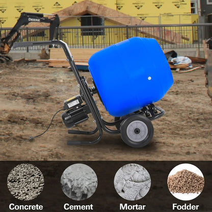 BILT HARD Electric Cement Mixer, 4 Cu.Ft. Poly Drum Concrete Mixer Heavy Duty, Portable Power Cement Mixing Tools for Stucco, Mortar, Fodder - TCA-0053