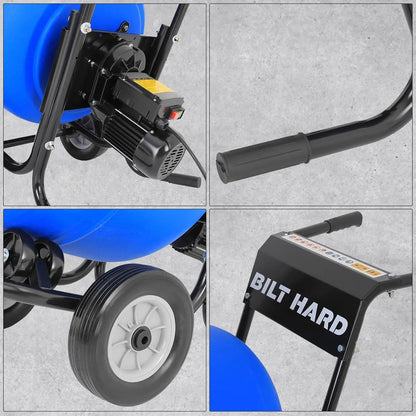 BILT HARD Electric Cement Mixer, 4 Cu.Ft. Poly Drum Concrete Mixer Heavy Duty, Portable Power Cement Mixing Tools for Stucco, Mortar, Fodder - TCA-0053