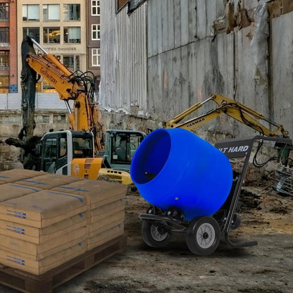 BILT HARD Electric Cement Mixer, 4 Cu.Ft. Poly Drum Concrete Mixer Heavy Duty, Portable Power Cement Mixing Tools for Stucco, Mortar, Fodder - TCA-0053