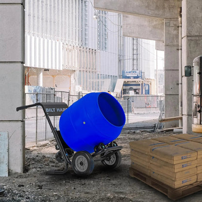 BILT HARD Electric Cement Mixer, 4 Cu.Ft. Poly Drum Concrete Mixer Heavy Duty, Portable Power Cement Mixing Tools for Stucco, Mortar, Fodder - TCA-0053
