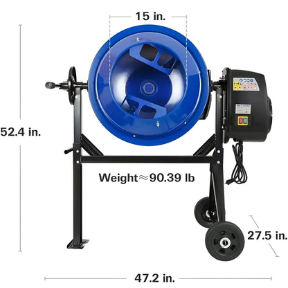 BILT HARD Electric Cement Mixer, 4 Cubic Ft. Portable Concrete Mixer Machine, Wheelbarrow Cement Mixing Tools for Stucco - TCA-0051